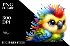 Funny Watercolor Baby Parrot Clipart Product Image 3