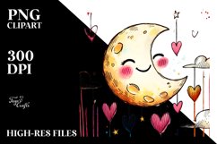 Colorful Moon with Hearts, Transparent PNG Product Image 2