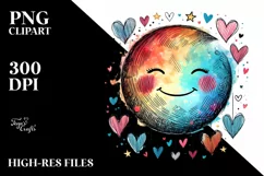 Colorful Moon with Hearts, Transparent PNG Product Image 2