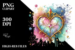 Colorful Hearthglass on Splashy Background PNG Product Image 2