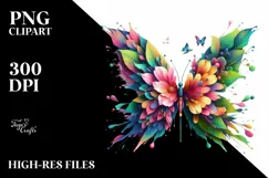 Vibrant Watercolor Butterfly PNG Product Image 1