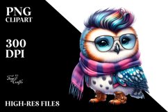 Baby Owl with Cool Haircut PNG Product Image 1