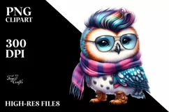 Baby Owl with Cool Haircut PNG Product Image 1