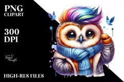 Baby Owl with Cool Haircut PNG Product Image 1