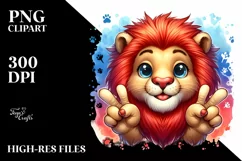 Vibrant Lion Victory Watercolor Clipart Product Image 3