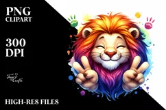 Vibrant Lion Victory Watercolor Clipart Product Image 3