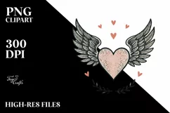 Vintage Heart Wings PNG Product Image 2