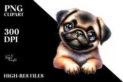 Watercolor Baby Pug PNG Product Image 2