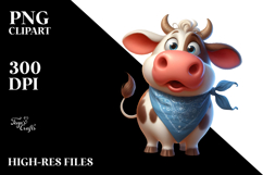 Playful Cartoon Cow PNG Product Image 2