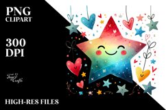 Smiling Star with Hearts PNG Product Image 2