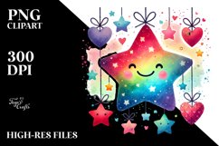 Colorful Star with Hearts, Transparent PNG Product Image 2