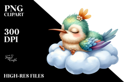 Funny Sleeping Baby Macaw on Cloud Clipart Product Image 2