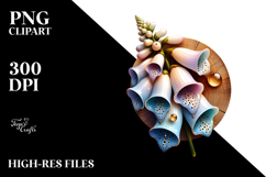 Abstract Foxglove with Golden Insertions PNG Product Image 2