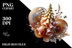 Abstract Foxglove with Golden Insertions PNG Product Image 2