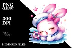 Colorful Baby Bunny Sleeping Sailor, PNG Product Image 2