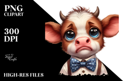 Disgusted Cow with Cool Looking Hair, Proud PNG Product Image 2