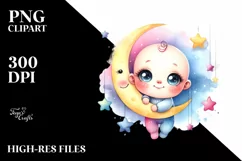 Smiling Baby With Stars | Sublimation Clipart Product Image 3