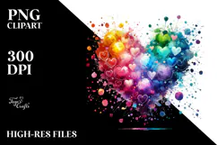 Colorful Heart Paintbrush Digital PNG Product Image 2