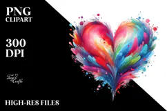 Colorful Paintbrush Heart PNG Product Image 2