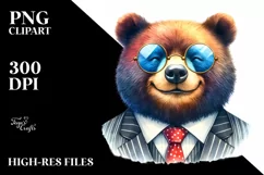 Vibrant Bear Portrait Watercolor Clipart Product Image 3