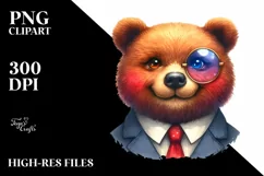 Vibrant Bear Portrait Watercolor Clipart Product Image 3