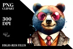 Vibrant Bear Portrait Watercolor Clipart Product Image 3