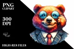 Vibrant Bear Portrait Watercolor Clipart Product Image 3