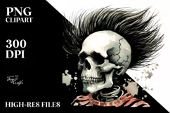 Skull with Hair, Transparent PNG Product Image 1