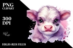 Baby Highland Cow with Lilac, Transparent PNG Product Image 2