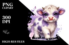 Baby Highland Cow with Lilac, Transparent PNG Product Image 2
