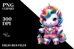 Baby Unicorn in Jive Dancer Outfit PNG Product Image 2