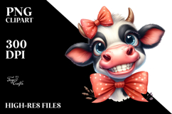 Funny Cow with Big Teeth Bow Clipart Product Image 2