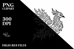 Simple Lineart Phoenix made of Fire and Ice Product Image 2