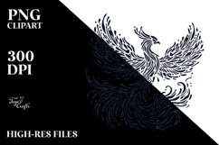 Simple Lineart Phoenix made of Fire and Ice Product Image 2