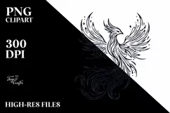 Simple Lineart Phoenix made of Fire and Ice Product Image 2