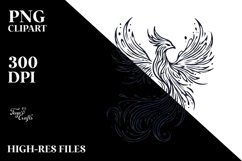 Simple Lineart Phoenix made of Fire and Ice Product Image 2