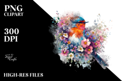 Colorful Bird Made of Spring Flowers PNG Product Image 2