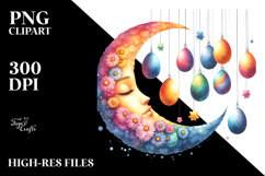 Watercolor Colorful Half Moon with Eggs PNG Product Image 2