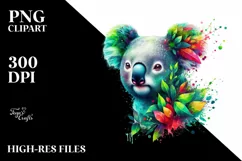 Vibrant Watercolor Koala PNG Product Image 1