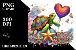 Colorful Boho Turtle Sitting on a Star PNG Product Image 2