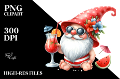 cute Gnome Drinking Cocktail in Beachwear PNG Product Image 2