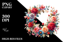 Colorful Red Roses Floral Frame PNG Product Image 2