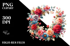 Colorful Red Roses Floral Frame PNG Product Image 2