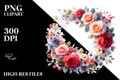 Colorfull Red Floral Frame PNG Product Image 2