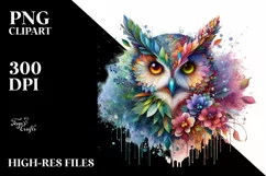 Vibrant Watercolor Owl PNG Product Image 3