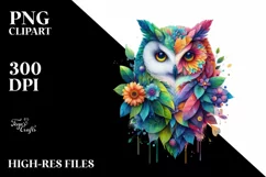 Vibrant Watercolor Owl PNG Product Image 1