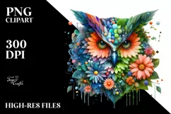 Vibrant Watercolor Owl PNG Product Image 1