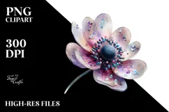 Anemone with Watercolor Splash, High-Quality PNG Product Image 2
