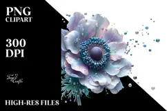 Anemone with Watercolor Splash, High-Quality PNG Product Image 2