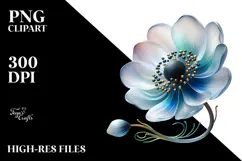 Anemone with Watercolor Splash, High-Quality PNG Product Image 2